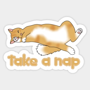 Take a nap (fluffy ginger cat) Sticker